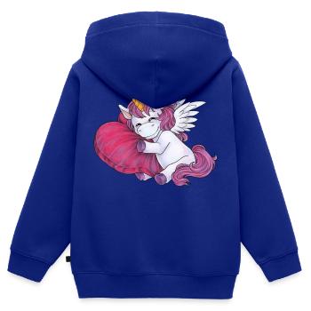 Schlafendes Einhorn Herz Kissen Einhornliebhaber - Kinder Premium Organic Zip Hoodie - Royalblau - Hinten - AI Model Kid Male (0cm)
