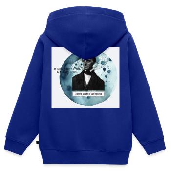 Depth of Life – Ralph Waldo Emerson Quote - Kids Premium Organic Zip-up Hoodie - royal blue - Back - AI Model Kid Male (0cm)