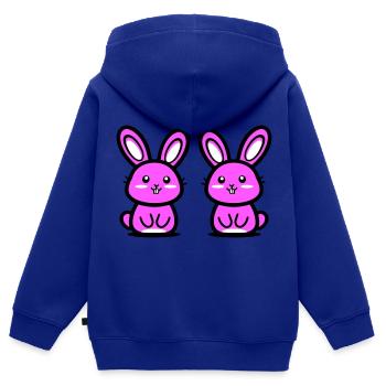 Lapin de Pâques Pâques - Sweat Premium à capuche zippé enfant bio - bleu roi - Dos - AI Model Kid Male (0cm)