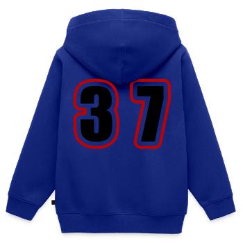 37 Zahl College - Kinder Premium Organic Zip Hoodie - Royalblau - Hinten - AI Model Kid Male (0cm)