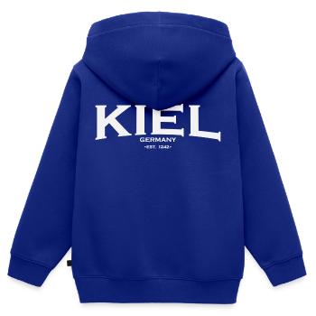 Kiel - Kinder Premium Organic Zip Hoodie - Royalblau - Hinten - AI Model Kid Male (0cm)