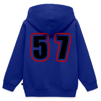 57 Zahl College - Kinder Premium Organic Zip Hoodie - Royalblau - Hinten - AI Model Kid Male (0cm)