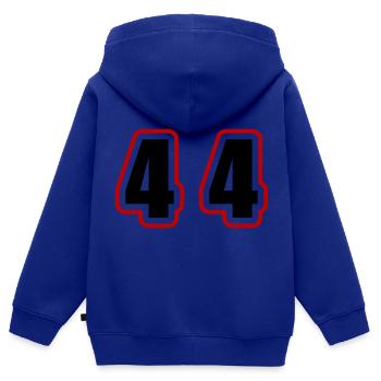 44 Zahl College - Kinder Premium Organic Zip Hoodie - Royalblau - Hinten - AI Model Kid Male (0cm)