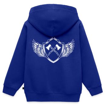 Axt Wappen - Kinder Premium Organic Zip Hoodie - Royalblau - Hinten - AI Model Kid Male (0cm)