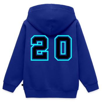 Symbole de 20 chiffres - Sweat Premium à capuche zippé enfant bio - bleu roi - Dos - AI Model Kid Male (0cm)