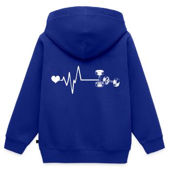 Hantel Herzschlag - Kinder Premium Organic Zip Hoodie - Royalblau - Hinten - AI Model Kid Male (0cm)