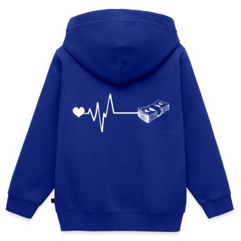 Geld Herzschlag - Kinder Premium Organic Zip Hoodie - Royalblau - Hinten - AI Model Kid Male (0cm)