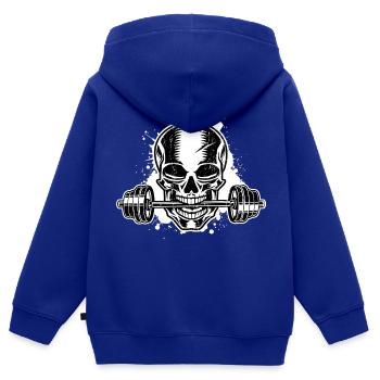 hantel totenkopf fitness - Kinder Premium Organic Zip Hoodie - Royalblau - Hinten - AI Model Kid Male (0cm)