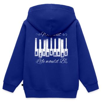 Sans claviers, la vie serait un plat - Sweat Premium à capuche zippé enfant bio - bleu roi - Dos - AI Model Kid Male (0cm)