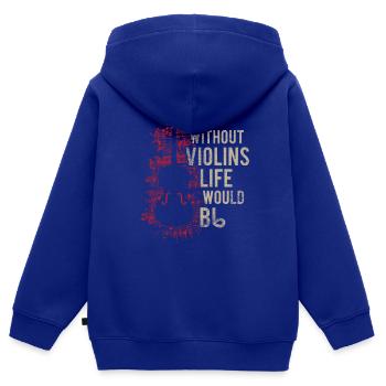 Sans violons la vie serait B plat cadeau - Sweat Premium à capuche zippé enfant bio - bleu roi - Dos - AI Model Kid Male (0cm)