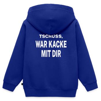 Tschüss, war kacke mit dir - Kinder Premium Organic Zip Hoodie - Royalblau - Hinten - AI Model Kid Male (0cm)