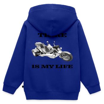 Trike bike moto chopper - Sweat Premium à capuche zippé enfant bio - bleu roi - Dos - AI Model Kid Male (0cm)