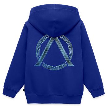 Sparta Lambda icône bleu glace - Sweat Premium à capuche zippé enfant bio - bleu roi - Dos - AI Model Kid Male (0cm)
