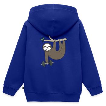 Faultier Langhantel - Kinder Premium Organic Zip Hoodie - Royalblau - Hinten - AI Model Kid Male (0cm)