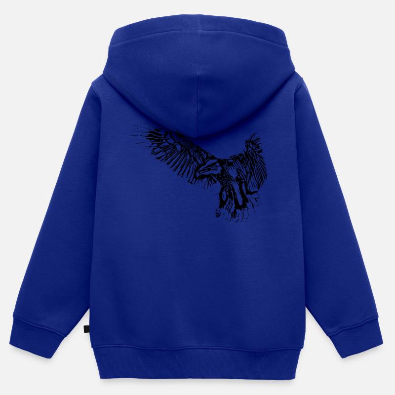 aigle - Sweat Premium à capuche zippé enfant bio - bleu roi