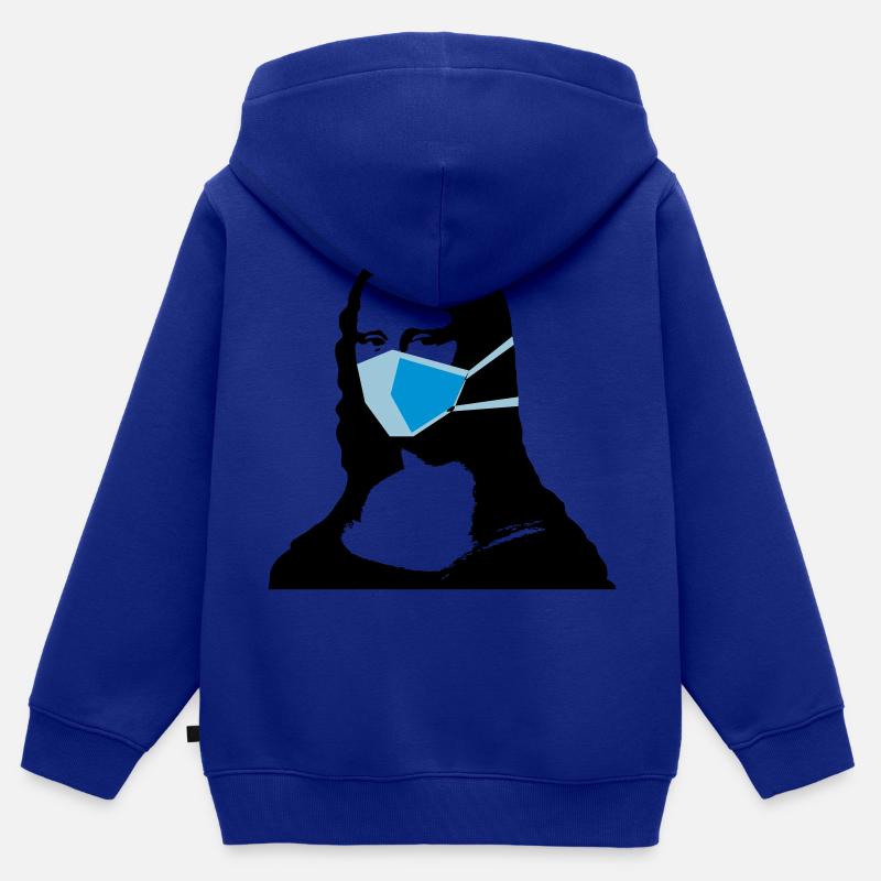 Joconde confinée 1 - Sweat Premium à capuche zippé enfant bio - bleu roi