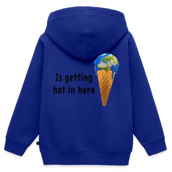 Global Warming Earth Ice cream keep it cool - Kinder Premium Organic Zip Hoodie - Royalblau - Hinten - AI Model Kid Male (0cm)