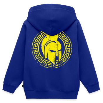 Spartaner Fitness Logo Helm Spartan - Kinder Premium Organic Zip Hoodie - Royalblau - Hinten - AI Model Kid Male (0cm)