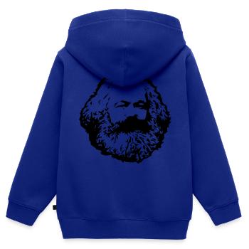 Karl Marx Visage Communisme Marxisme philosophe - Sweat Premium à capuche zippé enfant bio - bleu roi - Dos - AI Model Kid Male (0cm)