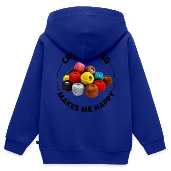 Crochet Crochet Crocheter Drôle - Sweat Premium à capuche zippé enfant bio - bleu roi - Dos - AI Model Kid Male (0cm)