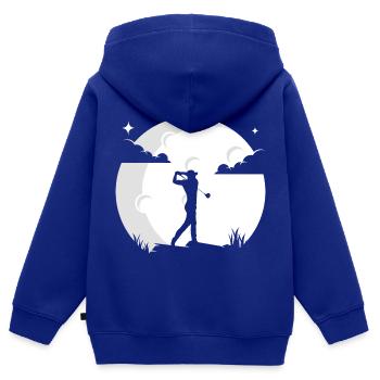 Golf Mond Golfer Golfer Golf - Kinder Premium Organic Zip Hoodie - Royalblau - Hinten - AI Model Kid Male (0cm)