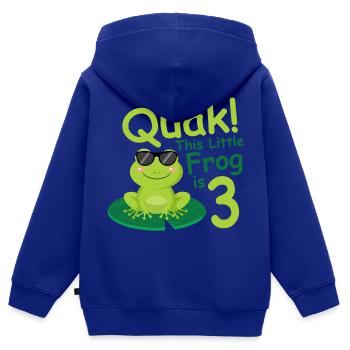 Birthday Shirt 3 year Frog Baby Girl Boy - Kids Premium Organic Zip-up Hoodie - royal blue - Back - AI Model Kid Male (0cm)