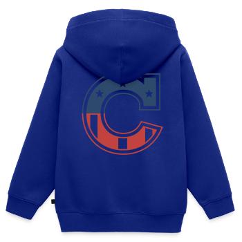 Buchstabe C USA - Kinder Premium Organic Zip Hoodie - Royalblau - Hinten - AI Model Kid Male (0cm)