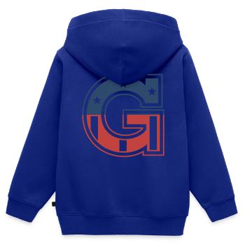 Buchstabe G USA - Kinder Premium Organic Zip Hoodie - Royalblau - Hinten - AI Model Kid Male (0cm)