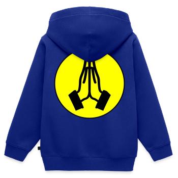 Cercle des mains de prière - Sweat Premium à capuche zippé enfant bio - bleu roi - Dos - AI Model Kid Male (0cm)