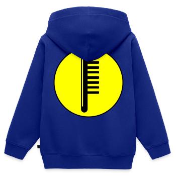 Kamm Friseur Kreis - Kinder Premium Organic Zip Hoodie - Royalblau - Hinten - AI Model Kid Male (0cm)