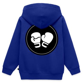 Symbole des gants de boxe - Sweat Premium à capuche zippé enfant bio - bleu roi - Dos - AI Model Kid Male (0cm)