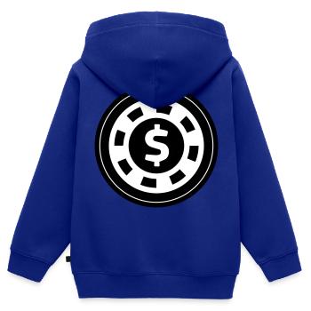 Cercle de jetons de poker - Sweat Premium à capuche zippé enfant bio - bleu roi - Dos - AI Model Kid Male (0cm)