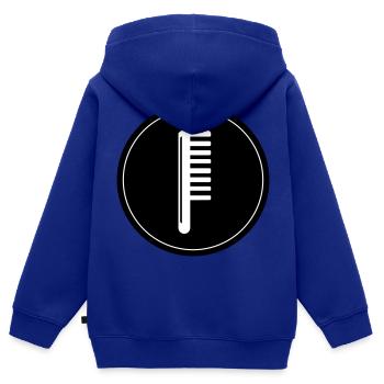 Kamm Friseur Kreis - Kinder Premium Organic Zip Hoodie - Royalblau - Hinten - AI Model Kid Male (0cm)