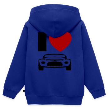 Amour de voiture - Sweat Premium à capuche zippé enfant bio - bleu roi - Dos - AI Model Kid Male (0cm)