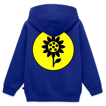 Icône d’icône de tournesol - Sweat Premium à capuche zippé enfant bio - bleu roi - Dos - AI Model Kid Male (0cm)