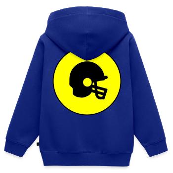 Icône Casque de football - Sweat Premium à capuche zippé enfant bio - bleu roi - Dos - AI Model Kid Male (0cm)