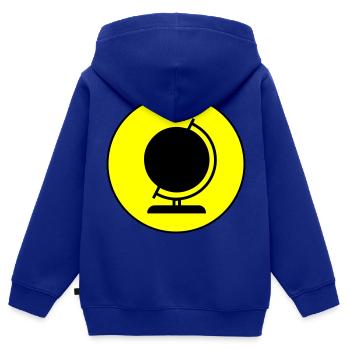 Icône de globe - Sweat Premium à capuche zippé enfant bio - bleu roi - Dos - AI Model Kid Male (0cm)