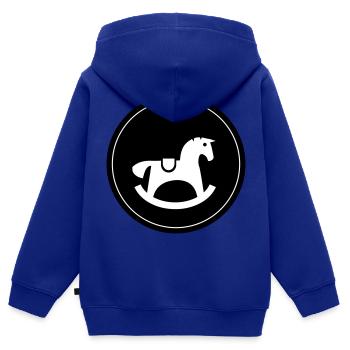 Cheval à bascule Jouet Bébé - Sweat Premium à capuche zippé enfant bio - bleu roi - Dos - AI Model Kid Male (0cm)