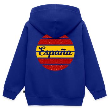Les fans espagnols - Sweat Premium à capuche zippé enfant bio - bleu roi - Dos - AI Model Kid Male (0cm)