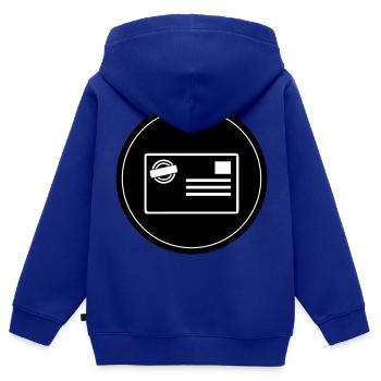 Cercle de l’icône du tampon - Sweat Premium à capuche zippé enfant bio - bleu roi - Dos - AI Model Kid Male (0cm)