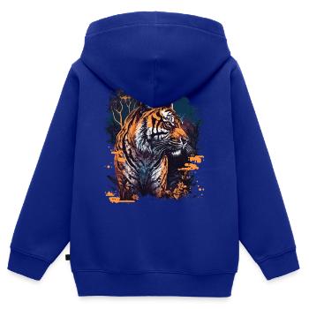 Tiger - Kinder Premium Organic Zip Hoodie - Royalblau - Hinten - AI Model Kid Male (0cm)