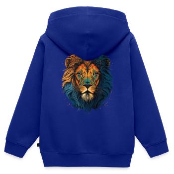 Löwenkopf mit Mähne - Kinder Premium Organic Zip Hoodie - Royalblau - Hinten - AI Model Kid Male (0cm)