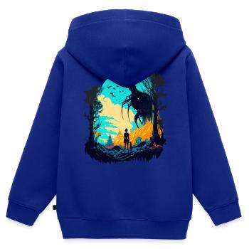 Rebellischer Alien - Kinder Premium Organic Zip Hoodie - Royalblau - Hinten - AI Model Kid Male (0cm)