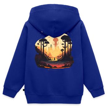 outer space - Kids Premium Organic Zip-up Hoodie - royal blue - Back - AI Model Kid Male (0cm)