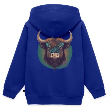 Tibetischer Yak - Kinder Premium Organic Zip Hoodie - Royalblau - Hinten - AI Model Kid Male (0cm)
