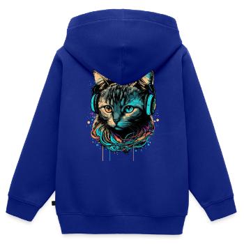 Katzenliebhaber - Kinder Premium Organic Zip Hoodie - Royalblau - Hinten - AI Model Kid Male (0cm)