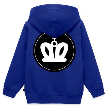 Krone - Kinder Premium Organic Zip Hoodie - Royalblau - Hinten - AI Model Kid Male (0cm)