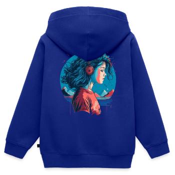 Vintage Lo-Fi Mädchen - Kinder Premium Organic Zip Hoodie - Royalblau - Hinten - AI Model Kid Male (0cm)