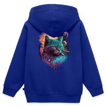 Chat sympa - Sweat Premium à capuche zippé enfant bio - bleu roi - Dos - AI Model Kid Male (0cm)