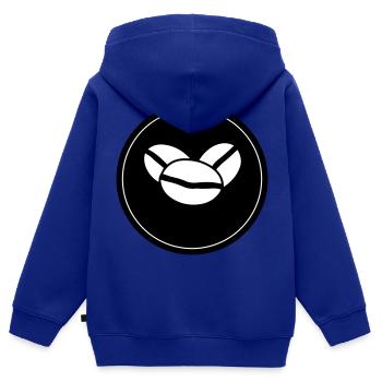 Icône du grain de café - Sweat Premium à capuche zippé enfant bio - bleu roi - Dos - AI Model Kid Male (0cm)